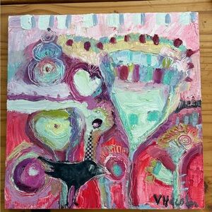 Crow’s Life “An Original  Oil  Painting Handmade OOAK12”x12” Wood Panel